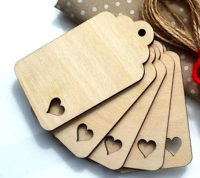 Wooden Luggage Tags Label Tags Jar Label With Heart Cutout Curved Top 40mm • £4.85