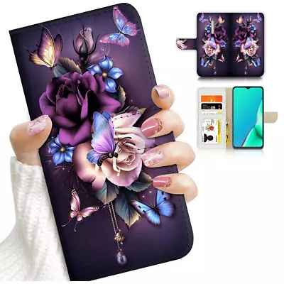 ( For Oppo Reno Z ) Flip Wallet Case Cover PB24243 Flower Butterfly • $12.99