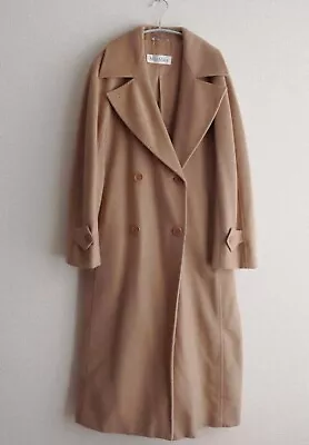 Authentic Max Mara Italian Double Belted Long Coat Camel Hair Brown Size 36 (S) • $540.16