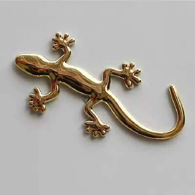 1X 3D Metal Gold Gecko Shape Lizard Chrome Badge Emblem Decal Car Decor Stickers • £3.11