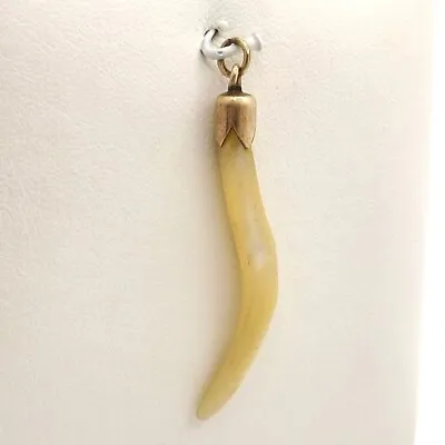 Antique Mother Of Pearl Lucky Italian Horn Cornicello Yellow Gold Filled 2in • $75.05
