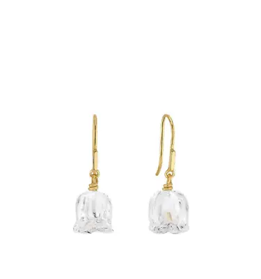 Lalique Crystal Muguet Clear & Vermeil Earrings #10704600 Brand Nib Save$$ F/sh • £207.30