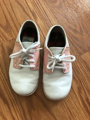 $20 • Buy Stride Rite Little Girls Pink & White Leather Saddle Shoes Size By Measurements