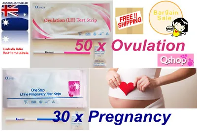 30 X Pregnancy HCG + 50 X Ovulation LH Test Test Strips Urine Fertility OPK Kit • $21.98