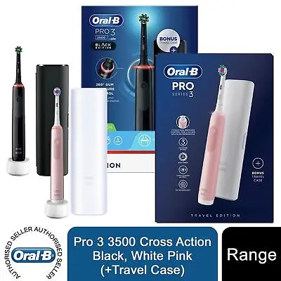 Oral-B Pro 3 Electric Toothbrush With Smart Pressure Sensor 3500 Black Or Pink • £60