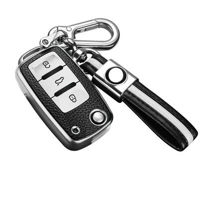 TPU+Leather Car Key Case Holder For VW POLO BEETLE PASSAT TIGUAN MK5 CC GOLF GTI • $21.50