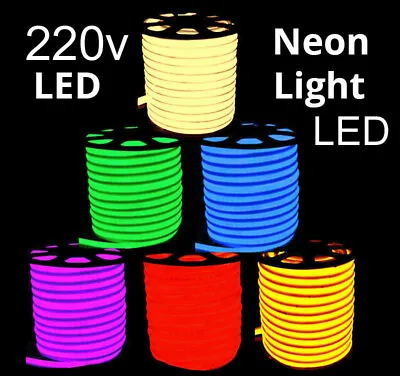 220V LED Neon Rope Lights Commercial Flex DIY Sign Decor Dimmable+UK Plug • £149.99