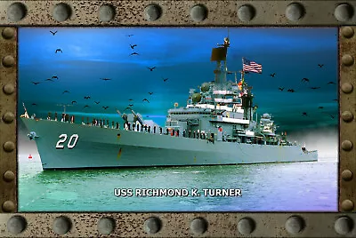 USS Richmond K.Turner USA Navy Destroyer .040 Metal Wall Decor 12x9 PH427 • $24.95