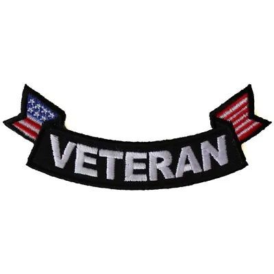 Patch Small Rocker (Iron-On) Veteran United States Flag Military 4  X 1.5  • $7.49