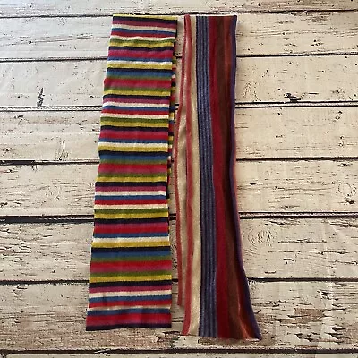 Vintage Mackie Robert Mackie Of Scotland Multicolor Striped Wool Scarf Lot Of 2 • $24.99