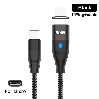 3 In 1 PD60W Type C To Type-C Micro USB IOS Magnetic 3A Fast Charging Data Cable • $4.59