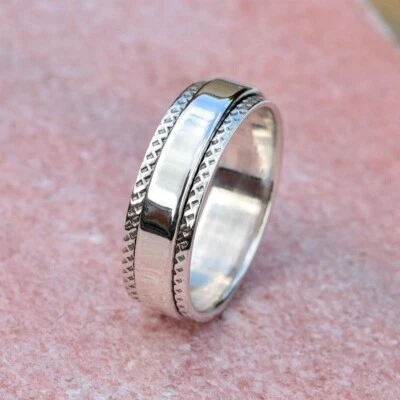 £22 • Buy 925 Sterling Spinning Worry Band Finger Thumb Ring 5mm Wide Mens Womens