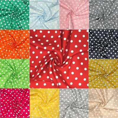 £1.50 • Buy 100% Cotton Fabric 8mm Polka Dots Spots 140cm Wide Spotty Dot Crafty 