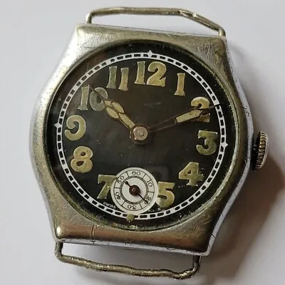 Ww1 Black Dial Trench Watch British Military Mens Antique Vintage Wristwatch • £70