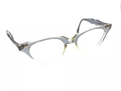 Imperial Vintage Gray Clear Cat Eye Eyeglasses Frames 140 USA Women Designer • $124.99