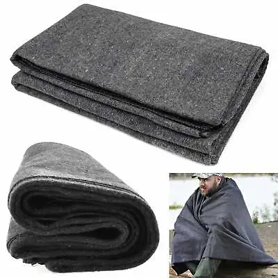 $26.99 • Buy 2 Pc Camping Outdoor Blanket Recycled Cotton Wool Winter Military Survival 76 