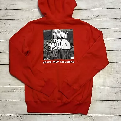 THE NORTH FACE Mens Box NSE Never Stop Exploring Pullover Hoodie Fiery Red/art S • $45