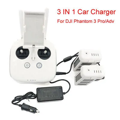 $45.35 • Buy 3 IN 1 Car Charger Battery Charging Adapter For DJI Phantom 3 Pro/Adv SE Drones