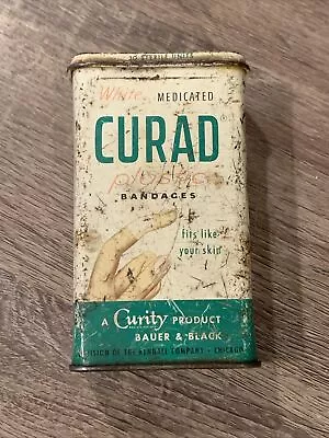 Vintage Empty Curad Medicated Bandages Tin  A Curity Product Bauer & Black • $10