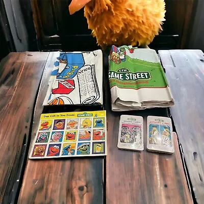Vintage Sesame Street Educational Set Playmats (2) Card Packs (2) Stickers • $19.50