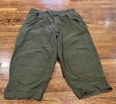 VTG German Riding Pants 29 X 19 Green Cropped Knee Guard 70s Canvas • $25