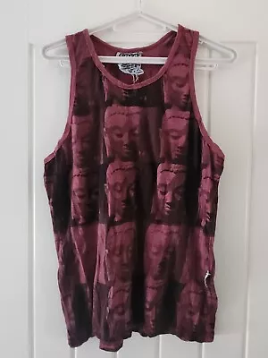 Buddha Print Vest Black / Purple Sz M • £2.50