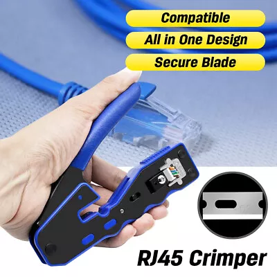 CAT6/5 Network Cable Tool Tester RJ45 Crimper Ethernet LAN Kit Crimping Set Blue • $28.90
