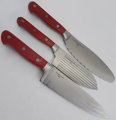 WOLFGANG PUCK  Lot Of 3 7 In Chefs Knife 5 In Santoku 6 In Scalloped Utility • $24.99