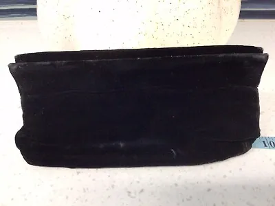 Vintage Black Velvet Hinged Clutch Evening Bag • $16