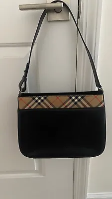 Burberry Vintage Nova Check Leather Shoulder Bag Purse Black Classic Classy  • $299