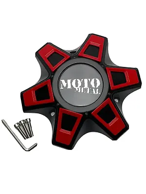 Moto Metal Satin Black/Red Insert Center Cap W/Screws CAP M-946 CAP M-946BK04 • $42