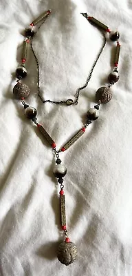 CZECHOSLOVAKIAN Glass Bead 1920's Antique Lariat Vintage Necklace • $25