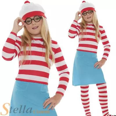 £24.49 • Buy Girls Wenda Costume Wheres Wally Fancy Dress Book Day Child Outfit