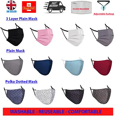Face Mask Cover Washable Reusable Breathable Nose UK Virus Protect Print Layer • £1.99