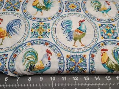 David Textile Rooster Morning Bloom Medallion 100% Cotton Fabric • $6.95
