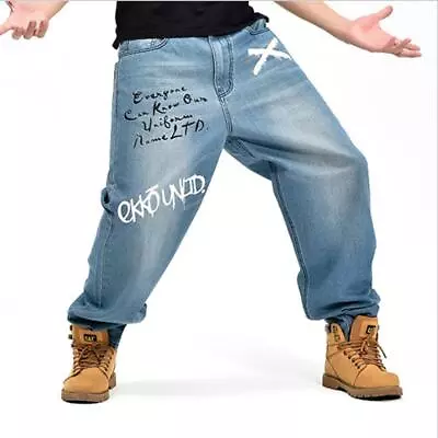 New Mens Hip-Hop Fashion Jeans Denim Ecko Relaxed Baggy Loose Streetwear Pants • £48.47