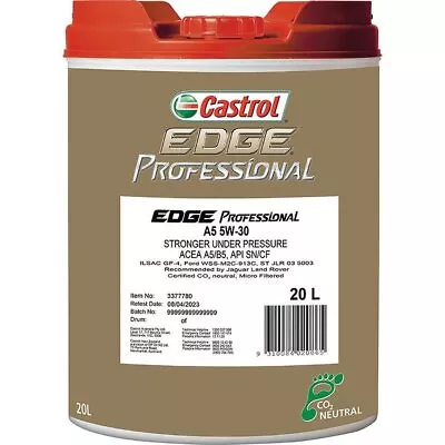 Castrol EDGE Professional A5 5W-30 Engine Oil 20L 3377780 • $264.31