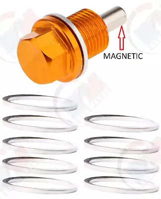 Aluminum MAGNETIC Gold Oil Drain Plug ADP581 + 10 Washers For Cummins Diesel • $19.95