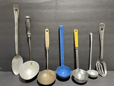 Vintage-Antique Ladle/Spoon Lot Various Materials & Handles Metal-Wood-Bakelite • $35