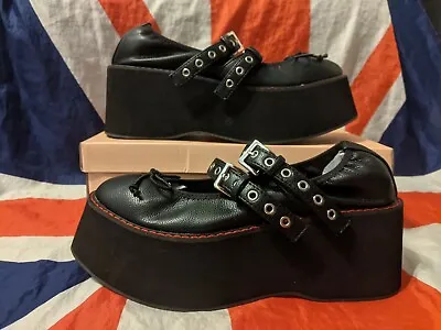 BN*Vegan Koi Mary Jane Platform Shoes*Flatform Black Red*Goth Punk Kawaii Lolita • £28.49