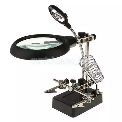 LED Magnifier Magnifying Glass With Clamp And Clips For Repair Modeling UK • £18.76