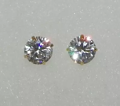 JTV White 2 Carat Round Cubic Zirconia 10k Yellow Gold Stud Earrings EUC • $59.99