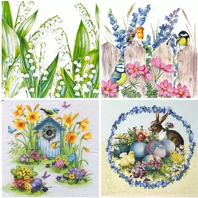 £2.89 • Buy Decoupage Spring Napkins X 4 Easter Napkins Bunny Birds Flowers Mix Packs Avail