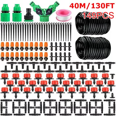 130ft Drip Irrigation System Plant Timer Self Garden Watering Hose Spray Kit USA • $25.79