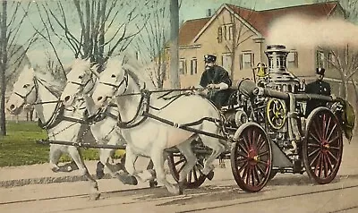 Postcard Brockton Massachusetts Horse Drawn Fire Engine No 3 • $19.99