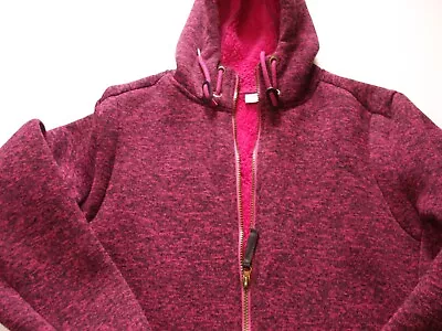 Cotton Traders Fleece Lined Jacket Hoody Size Medium 16 Dark Pink Full Zip • £12.95