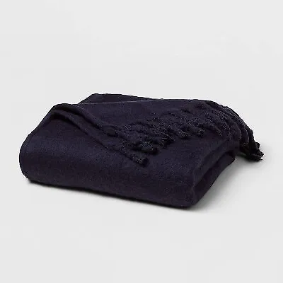 Faux Mohair Bed Throw Navy - Threshold • $23.99