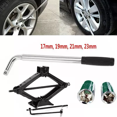 New Scissor Jack 2 Ton W Handle+Spare Tire Repair Tool Kit Extendable Lug Wrench • $42.99