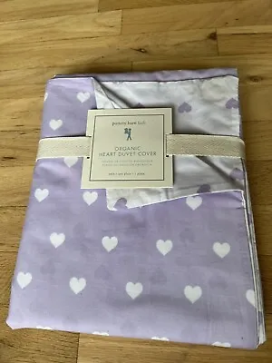 NEW Pottery Barn Kids 100% Organic Cotton Heart Twin  Duvet Lavender/ White • $42