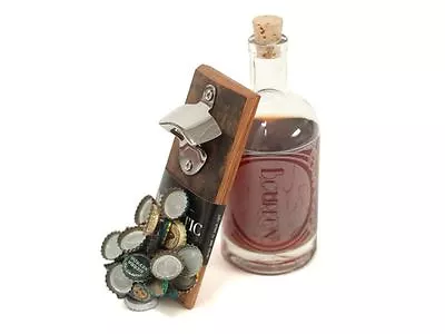 Magnetic Bottle Opener Made From Reclaimed Bourbon Barrel By Wood Thumb • $39.16